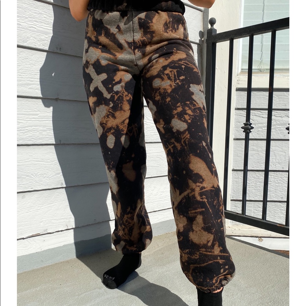 bleach tie dye black sweatpants